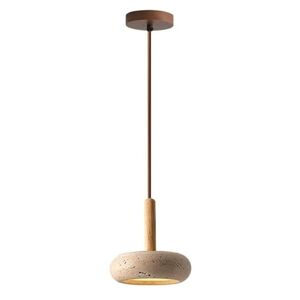 Wabi-sabi Natural Spa Vibe Modern Pendant Light with Wood and Stone Finish